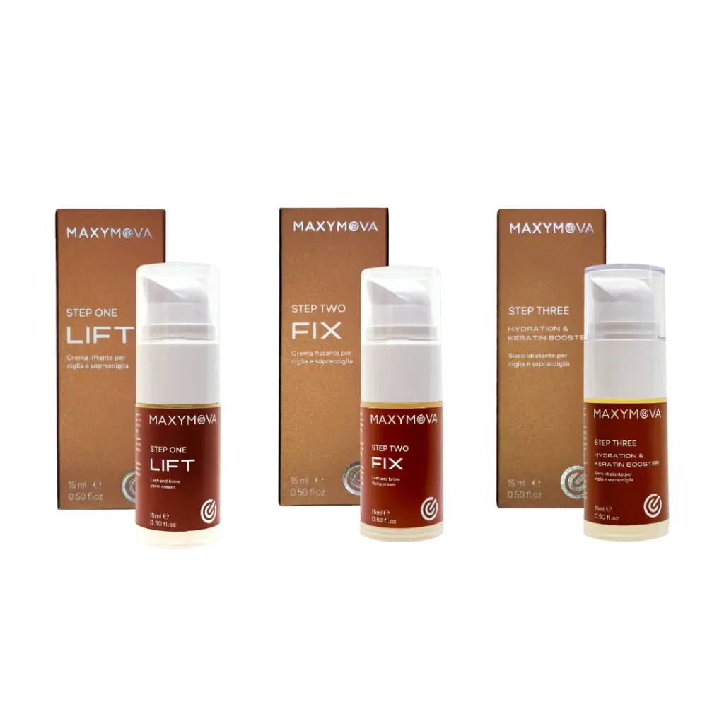 [M0138] Kit Step 1-2-3 15ml in Flaconi Airless - Laminazione ciglia e sopracciglia, risultato Professionale, MAXYMOVA