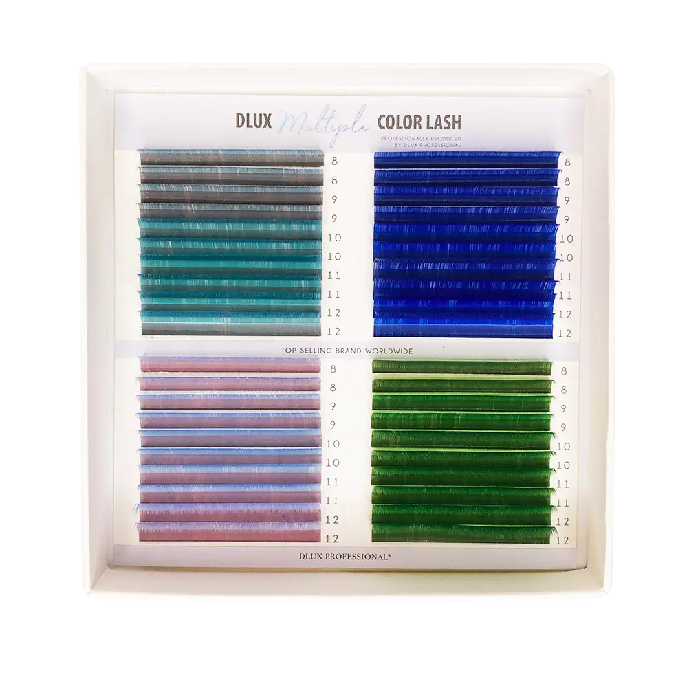 [D0499] Ciglia Multiple Color 0,07mm Mix Blu-Verde DLux Professional (B)