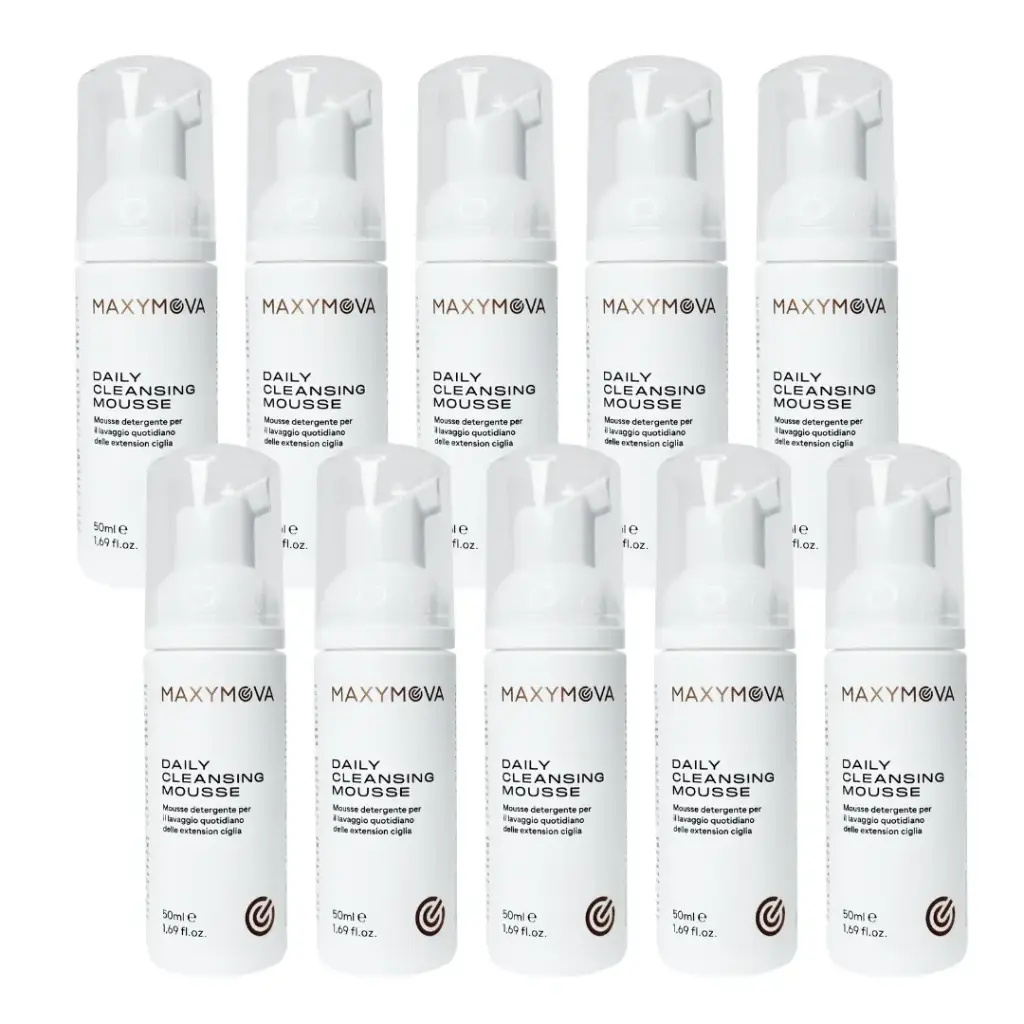 [M0119] Mousse Detergente 50ml Set 10 pz - Per ciglia & viso con Estratto di Fiori di Camomilla e Acqua di Foglie di Hamamelis
