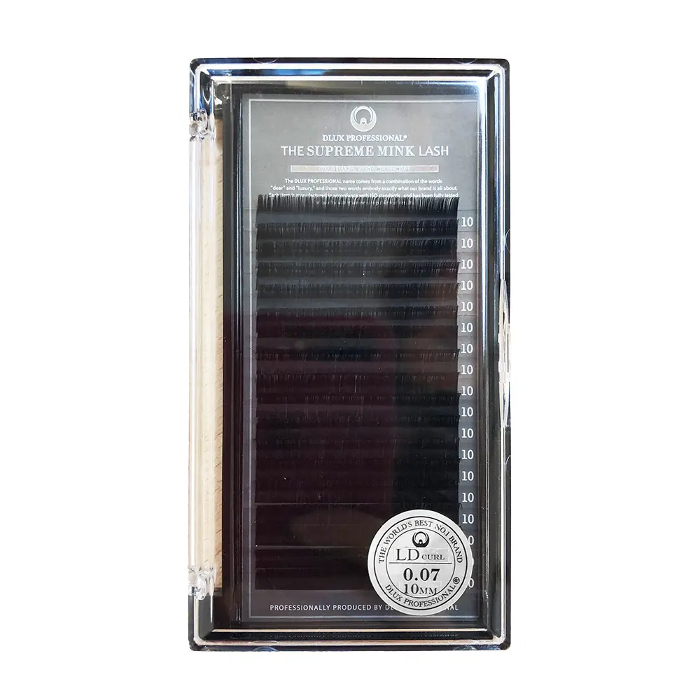 [D0309] Ciglia per extension Supreme Mink LD0,07mm DLux Professional - Ciglia di lusso per volume 2-5D - Nero opaco intenso (8)
