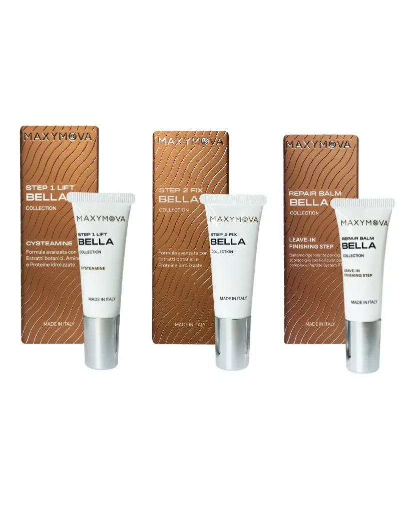 Kit Tubi step 1-2-3 Bella Collection 10ml per Laminazione Ciglia e Sopracciglia con Cisteamina